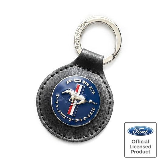 Richbrook \'Official Licensed\' Ford Mustang Mach-E Keyring with BLACK Leather Key Fob